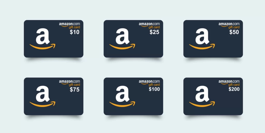 amazon gift card set black realistic amazon gift card with shadow set 10 25 50 75 100 200 isolated plastic gift card on white background free vector